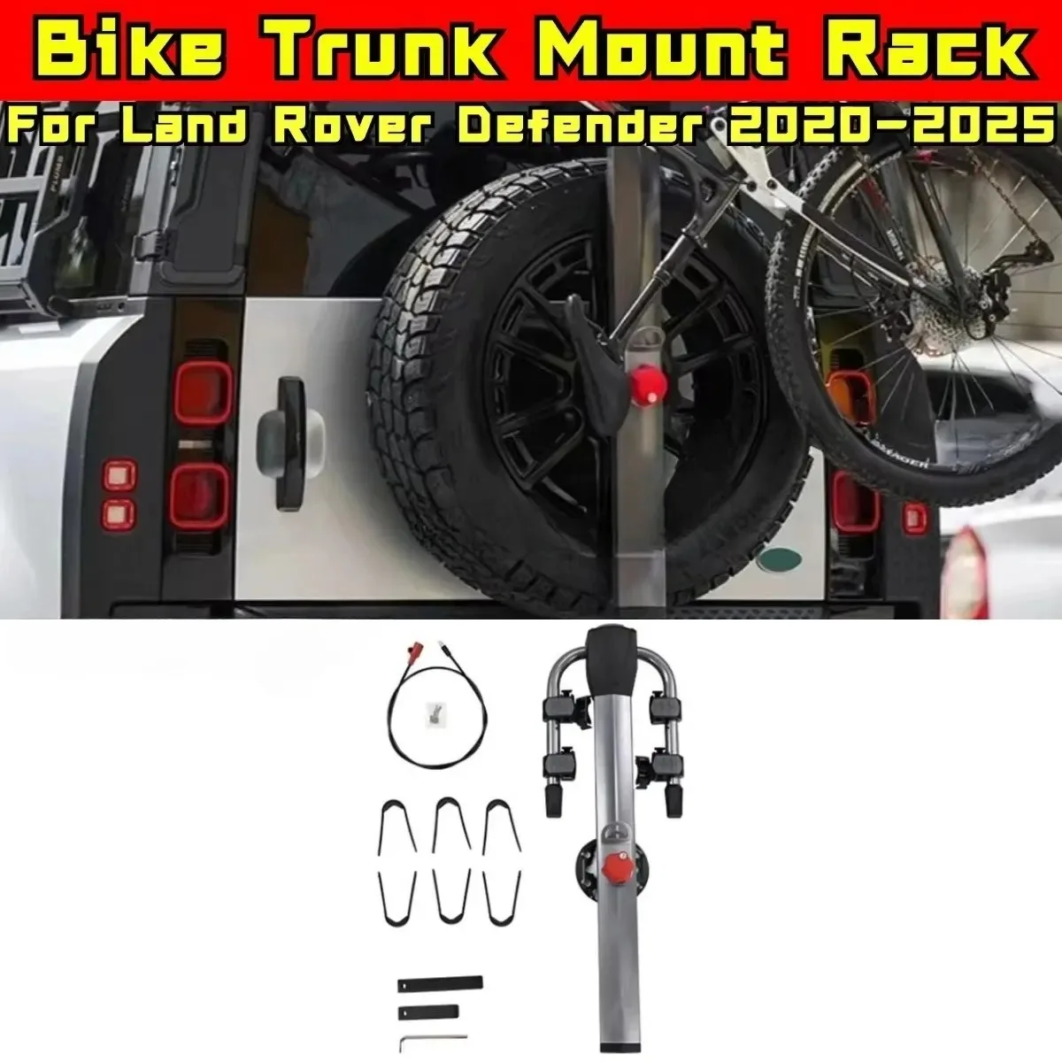 Bike Trunk Mount Rack Bike Spare Tire Mounted Rack Hitch Mount  Chin Body Kit For  Defender 2020-2025 Car Accessories