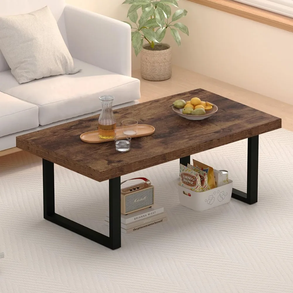 Rustic Coffee Table, Industrial Simple Wooden Living Room Table, Modern Minimalist Farmhouse Rectangle Center Table