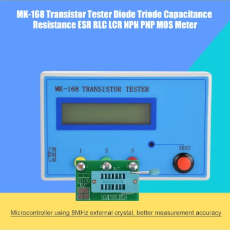 MK-168 Transistor Tester, RLC & ESR Meter, Diode Triode Capacitance Resistance Inductance Measuring Tool