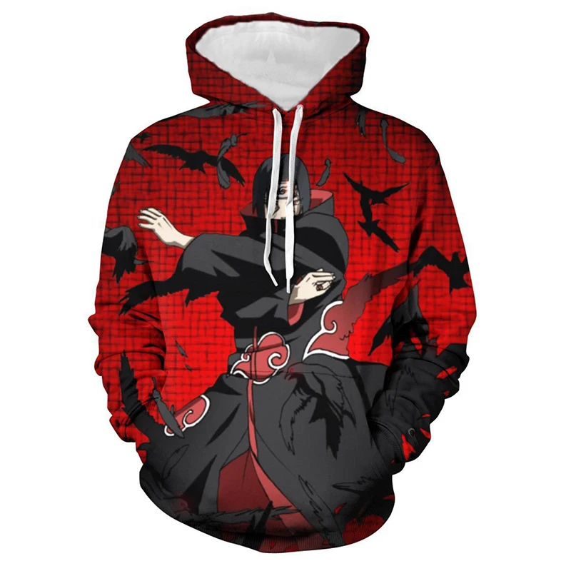 Autumn Winter Kids Akatsuki Hoodie Anime Print Pullover Adult Casual Hooded Clothing Boys Girls Fashion Top Coat