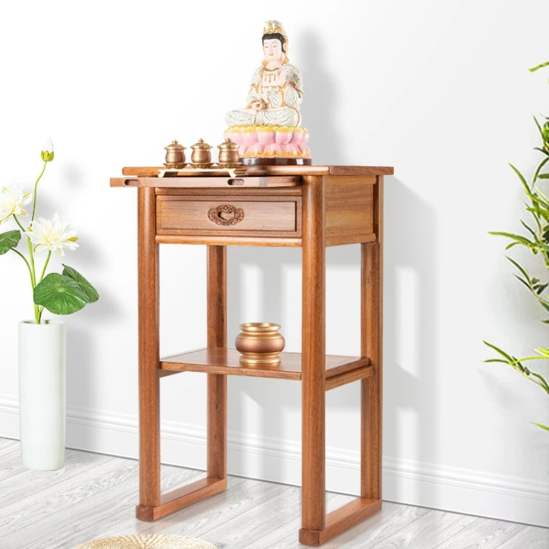 YY Little God Table Buddha Table for New Chinese Altar Living Room Solid Wood Incense Burner Table