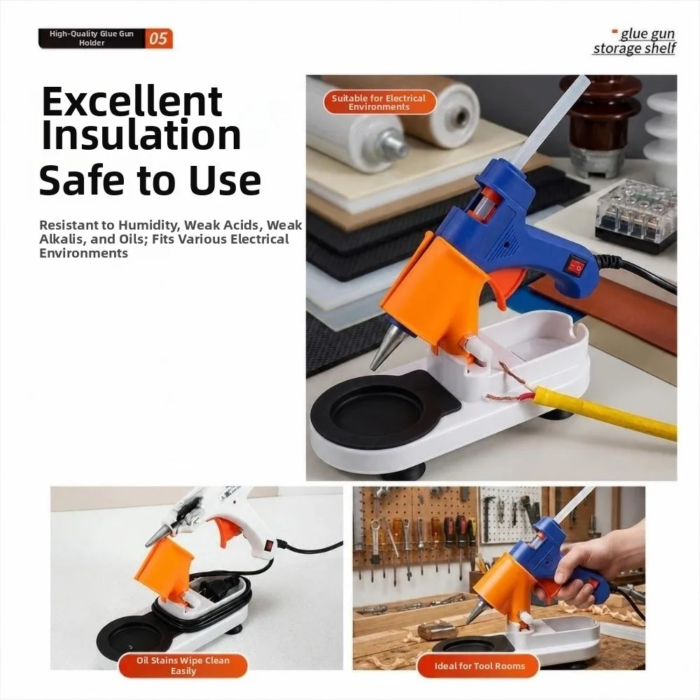 Universal Hot Melt Glue Sticks Stand Multi-Function with Drip Tray Hot Melt Glue Sticks Base Cable Box & Parts Storage