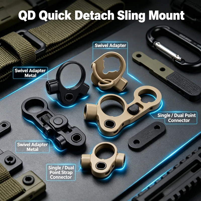 Metal QD Quick Release Swivel Connector: Single Dual‑Point Strap Fitting for Hobby Model Outdoor Modification