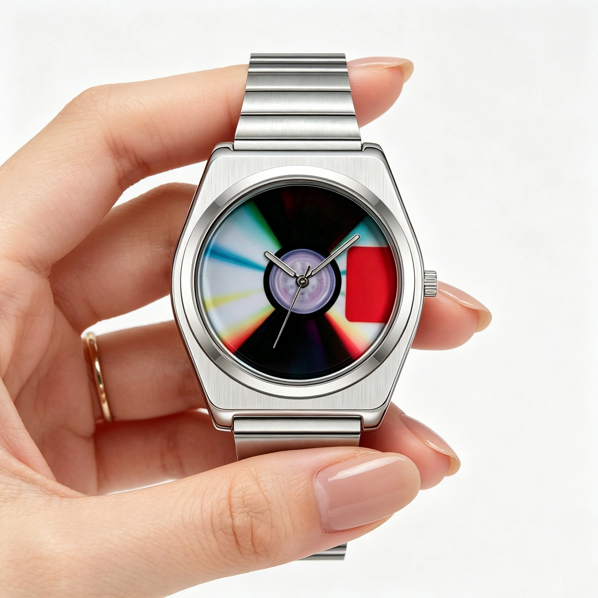 Men's Quartz Watch with Round Dial Design, Personalized Graffiti Digital Patterns, Simple Yet Retro and Fashionable High-End Men