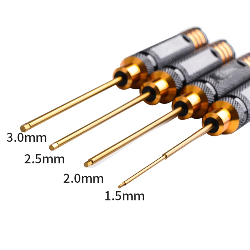 RC Tools 4 pcs Hex Screw Driver Set Titanium Plating Hardened 1.5mm 2.0mm 2.5mm 3.0mm Screwdriver For Rc Helicopter Parts