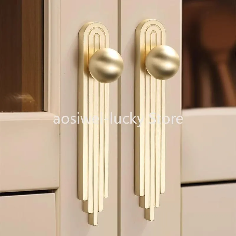 

Light luxury gold modern minimalist high-end French style wardrobe, cabinet handle, drawer, bedside table handle