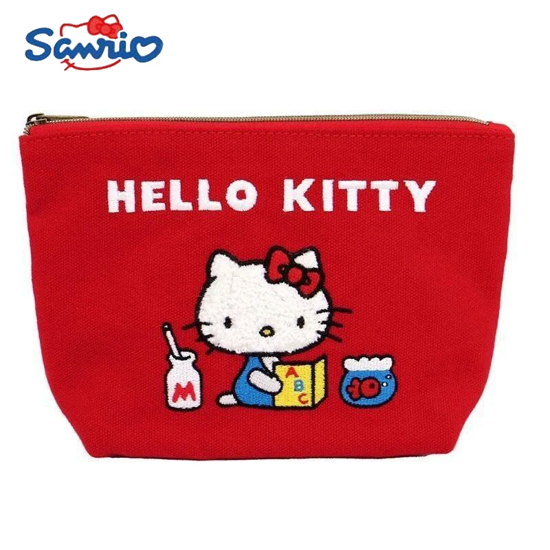 Hello Kitty Coin Bag Kawaii Sanrio Embroidery Storagebag Anime Lipstick Headphone Bag Portable Retro Versatile Storage Bags Gift