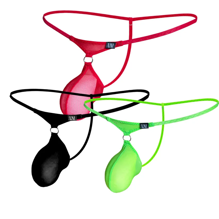 

Ice Silk Thin Men's Low Waist Sexy Pure Desire Thong With Bulging Pocket One Rope Thong Personality Ball Shaped Underware