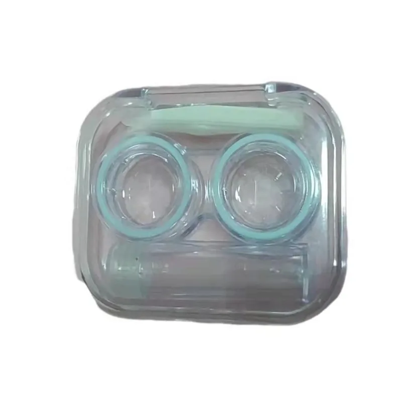 Boîte transparente pour lentilles de contact, petit carré en plastique, kit de stockage d'immersion portable, outils de retrait de pincettes, ensemble de conteneurs de voyage