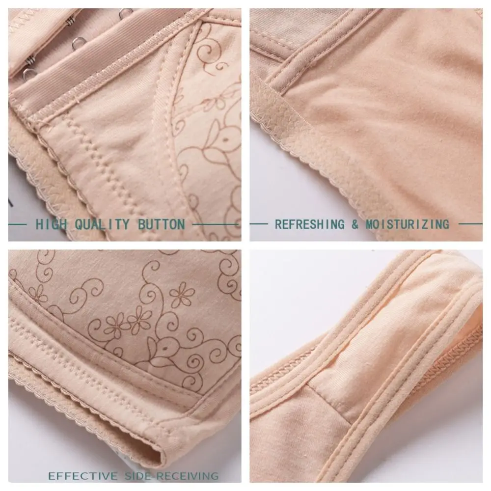 

Мягкий тонкий бюстгальтер с застежкой спереди, удобные широкие бретели, бесшовный бюстгальтер для пожилых женщин, большие размеры, цветочный дизайн, женское нижнее белье