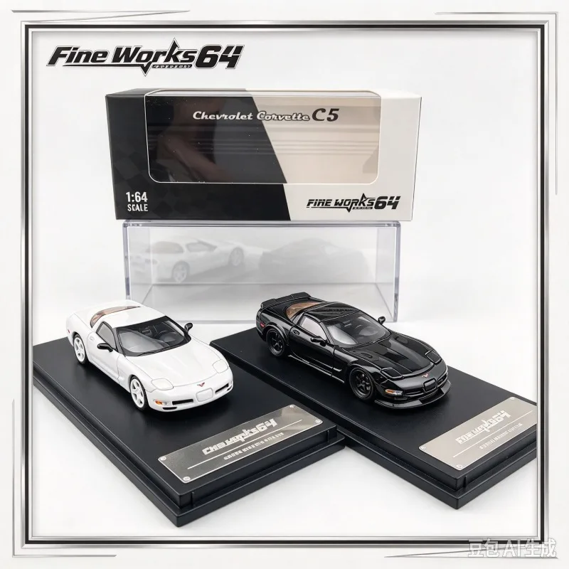Fine Works64 FW 1:64 Corvette C5 alloy die-casting car model,small proportion ornaments A creative gift for boys,Popular styles.