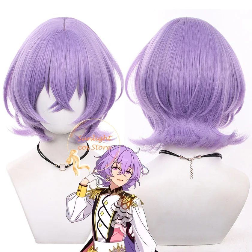 Hanamura Fuyume Wig 35cm Purple Wigs ES Hanamura Fuyume Cosplay Anime Cosplay Wigs Heat Resistant Synthetic Hair Halloween