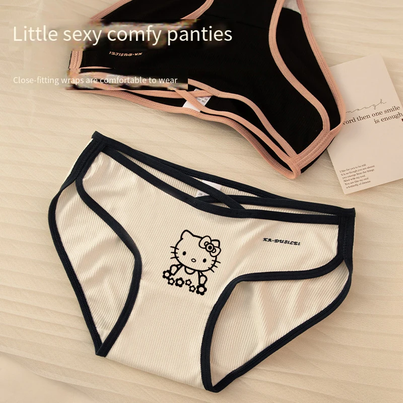 Sanrios Underwear Girl Hellokittys Anime Figure Skin-Friendly Breathable Kawaii Cartoon New Sports Mid-Rise Triangle Shorts