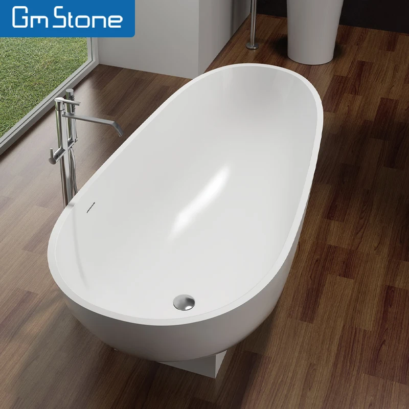 Freestanding Bathtubs Artificial Stone Comfortable Soaking Tubs Resin Hot Selling Modern Luxury Design White Hotel Gua Center