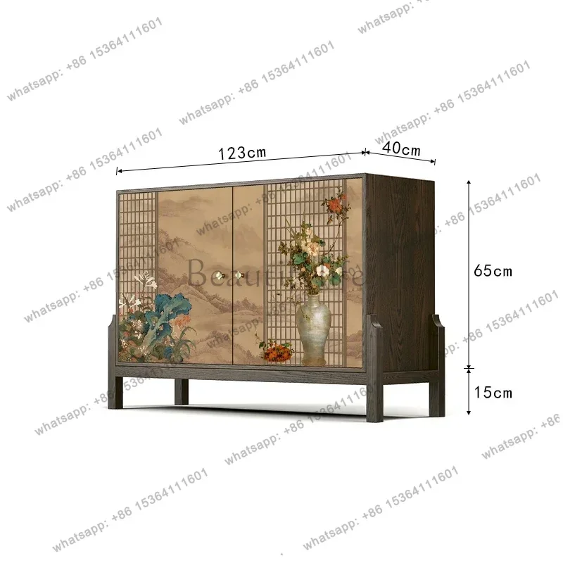 new Chinese entrance porch locker solid wood storage locker living room bedroom tall cabinet