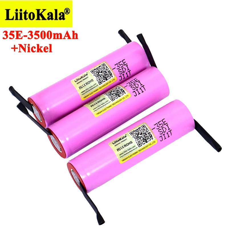 

Liitokala Original INR18650-35E 3.7V 3500mAh Max 13A Discharge Power Battery For Flashlight batteries+Nickel sheet