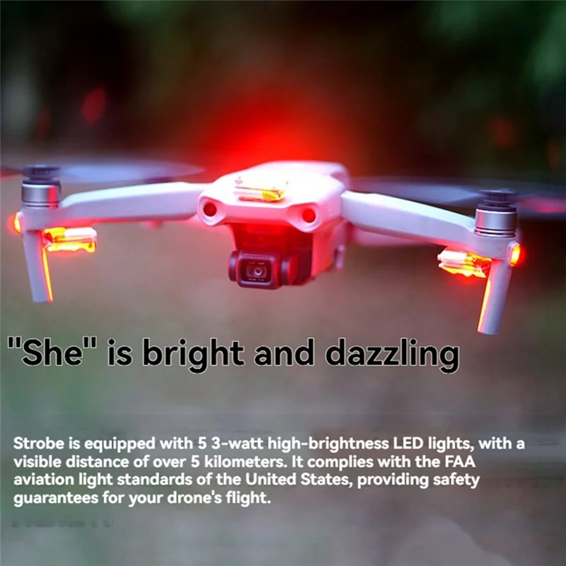

【Элегантный дизайн】Для FPV Drone с фиксированным крылом, трехцветный светодиодный навигационный светильник, стробоскоп для предотвращения столкновений, ночное освещение