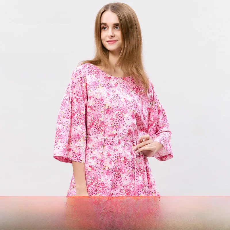 

Новая женская рубашка Ground Show весна-лето, розовая, с рукавами-колокол, из чистого хлопка, с принтом, в стиле ретро, с цветочным узором