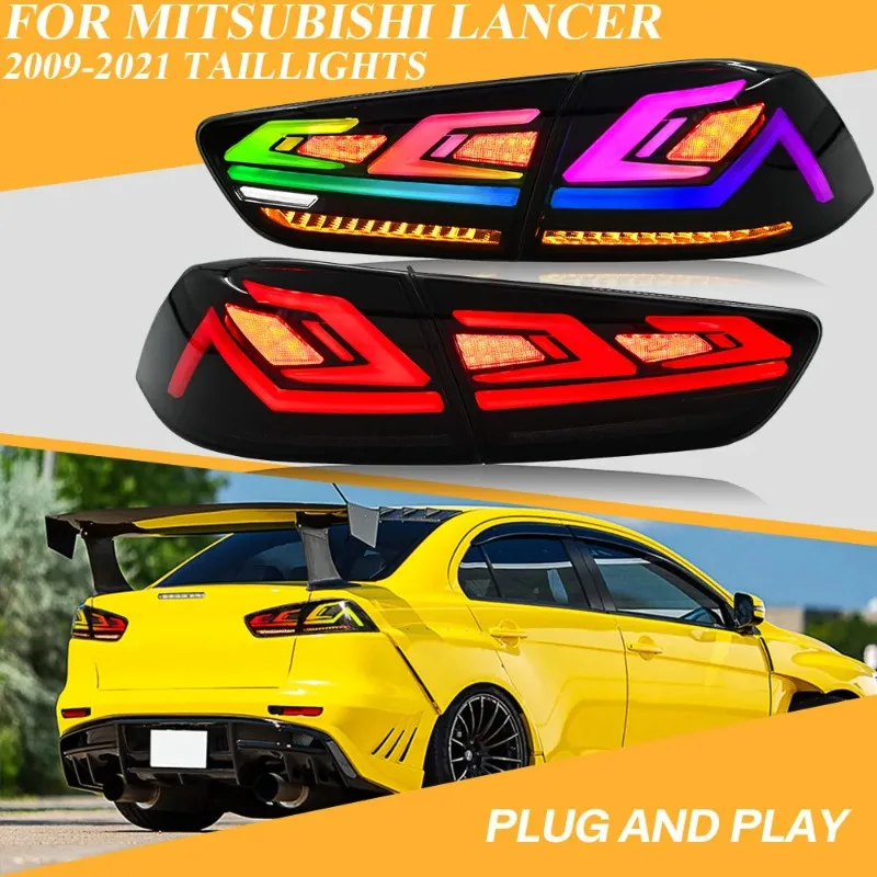 

For Mitsubishi Lancer EVO X 2009-2021 RGB LED Tail Lights Pair Dynamic Sequential Rear Lamps