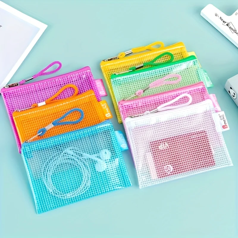 Mini Grid PVC Small Bags, Classic Small Wallet, Card Bag, Headphone Bag, Key Card Bag, Office Supplies, Jewelry Bag Color Random