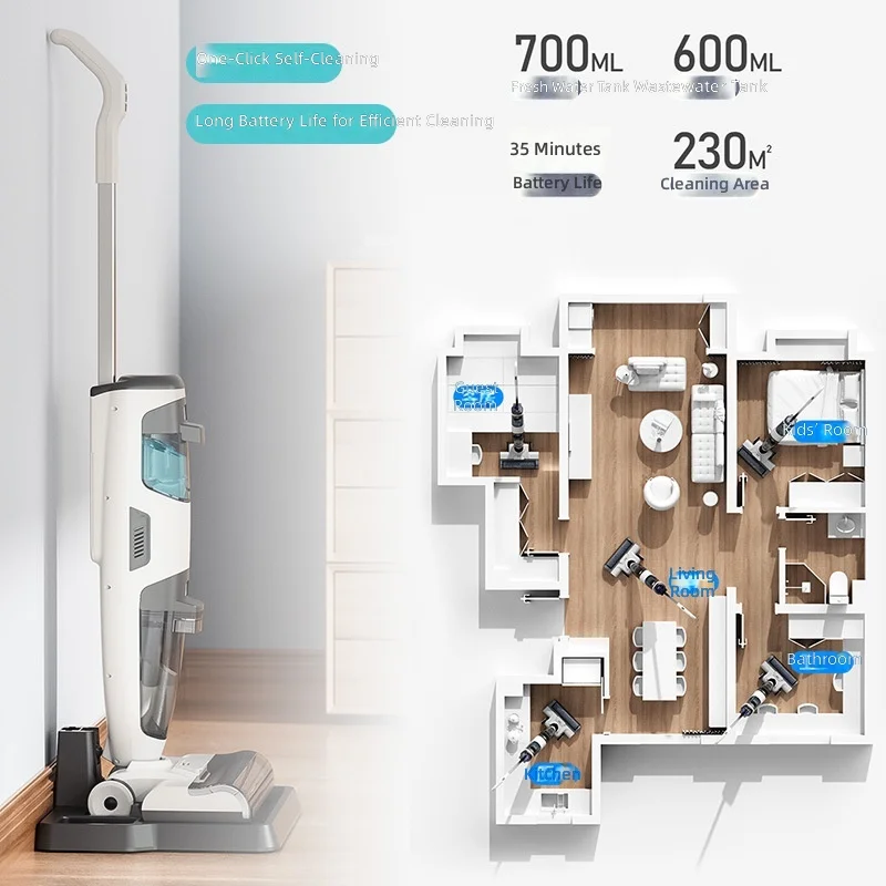 Wireless Handheld Vacuum Cleaner, 3-in-1 Smart Sweeping Mopping Machine, Cordless Floor Washer, High Power Electric Mop - view 3