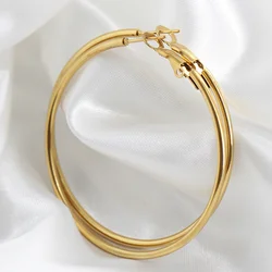 1 Pair Stainless Steel Smooth Big Circle Creole Hoop Earrings For Women Gold Color Party Ear Jewelry Brincos 2024 Hoops Gifts