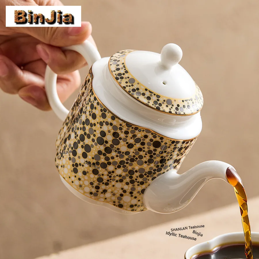 BAEJORIA 220ml Bone China Leopard Print Teapot Antique Tea Infuser Pot Tea Maker Kettle With Strainer Cha Supplies Ornaments