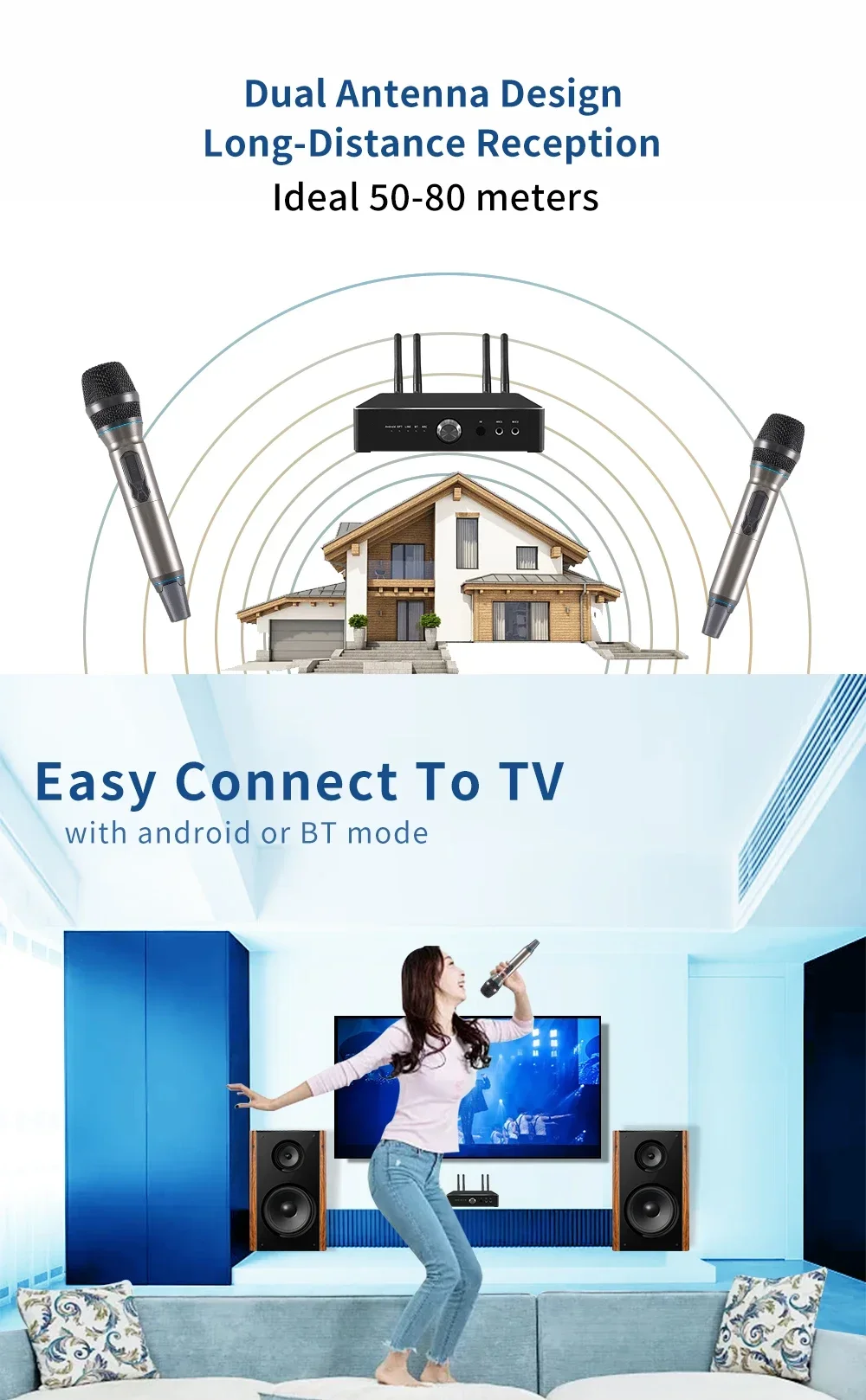 

Professional Karaoke Singing Amplifier For Microphone Handheld Microphone 300w 600w For Home