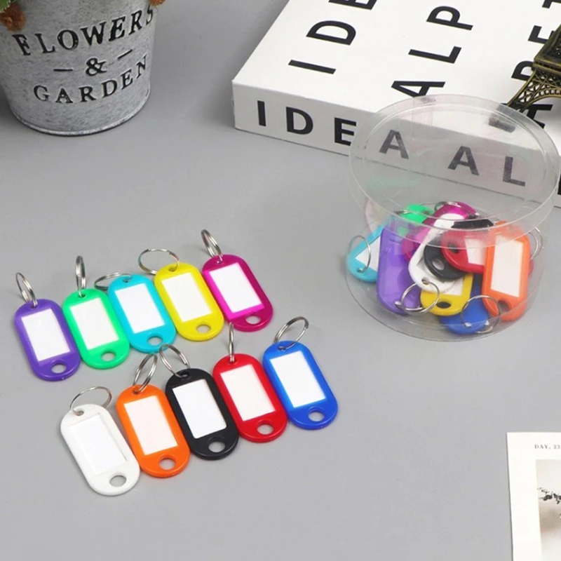 30PCS Tough Colorful Plastic Keychain Key Tags Label Numbered Name Baggage Tag Label Name Tags With Split Ring Label