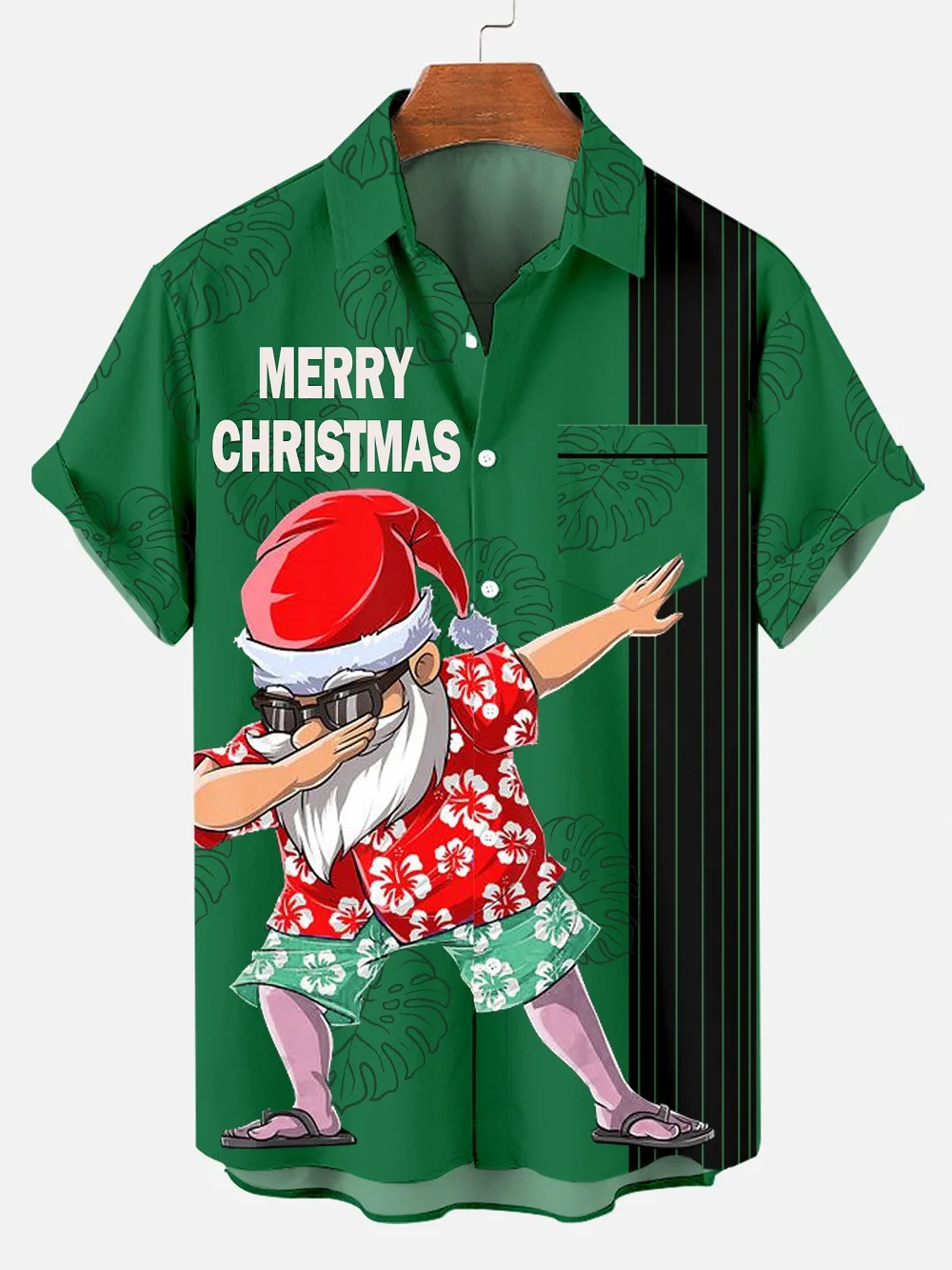 

Hawaiian Funny Christmas Father Shirt Men Holiday Short Sleeve Button-Up Tops Merry Christmas Beach Clothing Casual Streetwear