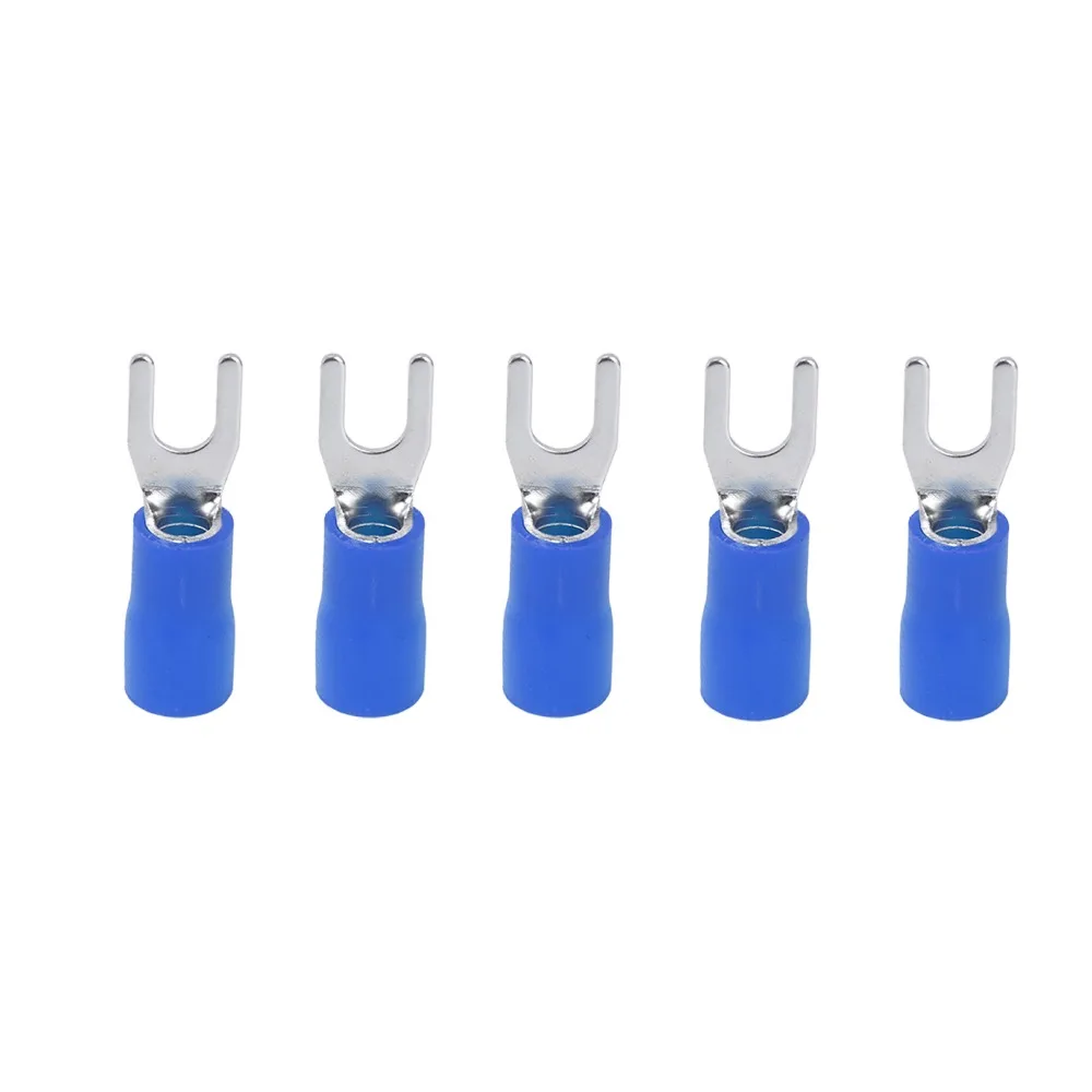 

300PCS Durable SV1.25-4 Insulated Fork Spade Terminals Blue PVC Electrical Crimp Terminal U Type Wire Connector Wire Connections