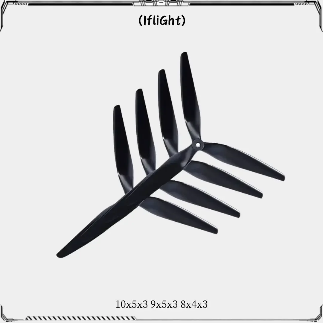 4 pezzi HQ Macroquad Prop 10X5X3 / 9X5X3 1050/9050 10 pollici/9 pollici/8 pollici 3 pale / Tri-lama Elica in nylon rinforzato con carbonio nero