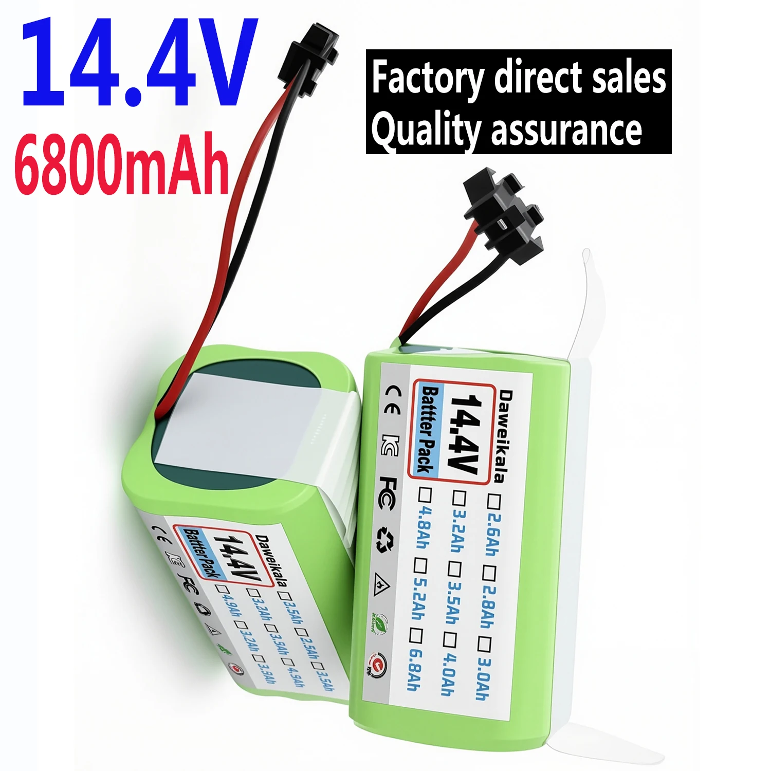 14.4V 6800mAh vacuum cleaner battery  Li-ion rechargeable replacement battery for V7 V7S V7S pro, CONGA 1290 1390 3090 4090