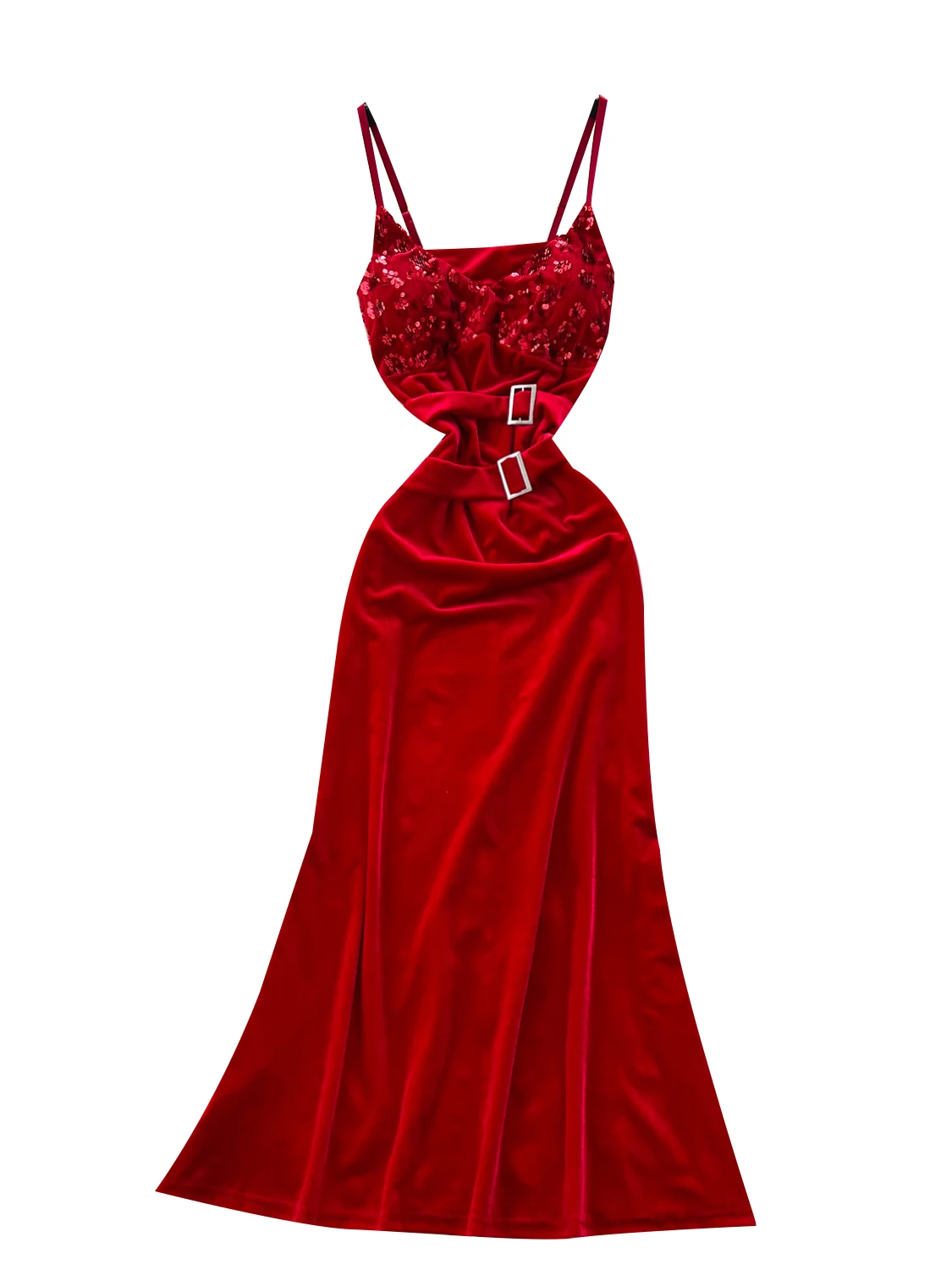 Ele velours paillettes Patchwork Dr femmes automne minceur taille haute coréen Sle trajet a-ligne jupe été Dr