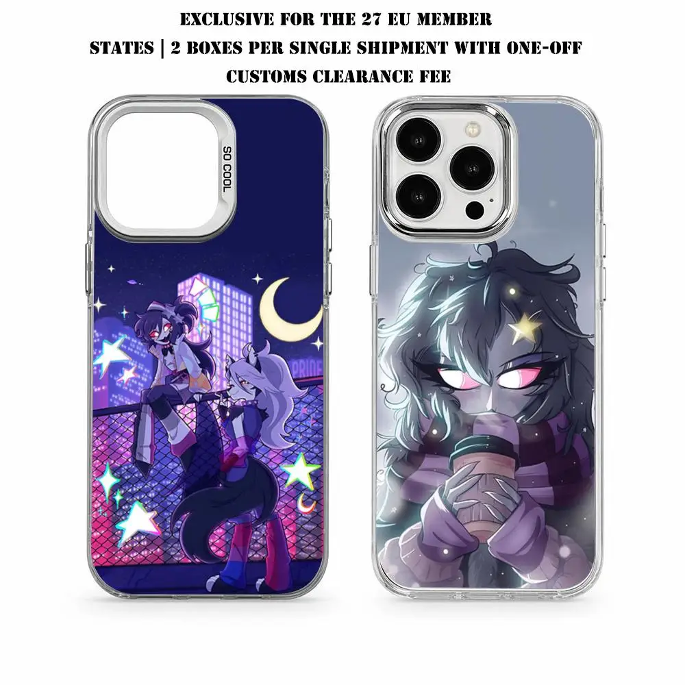 Loona Fan Goth Anthro Wolf Girl Neon Aesthetic Phone Case For Iphone 17 16 15 14Pro Max Plus Silicone Cover Silver Hard Shell Co