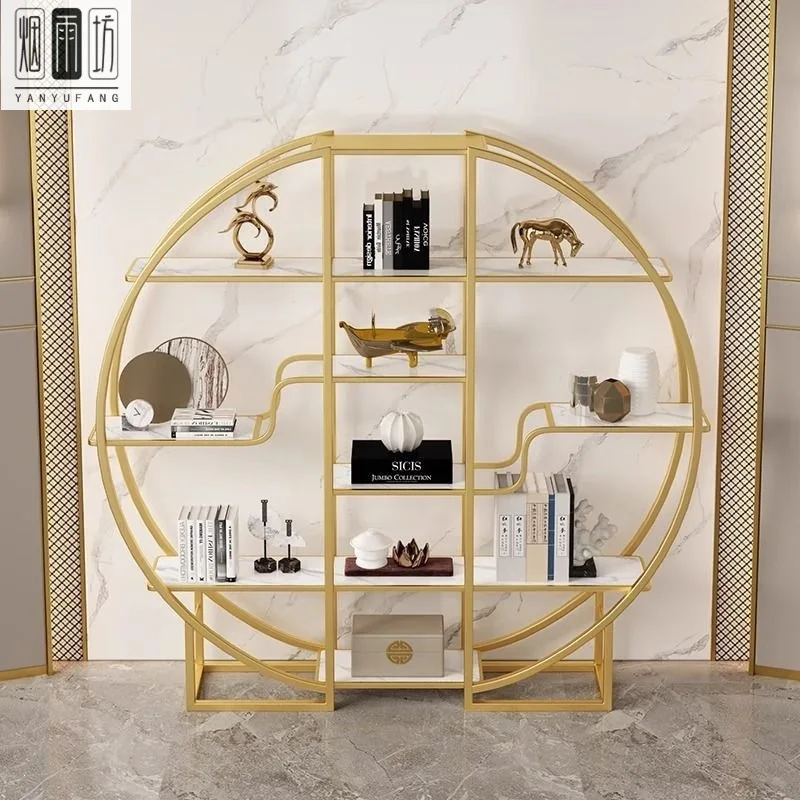 Simple small Bogu rack, Duobao Pavilion tea set ornament display rack, round bookshelf shelf, wine light luxury Bogu rack