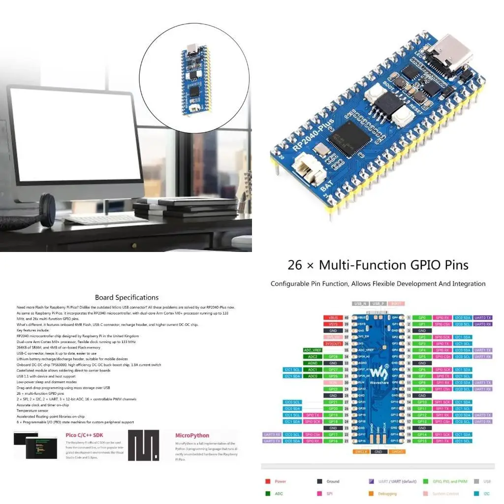 

31BA High Efficiency Development Board RP2040 with Pre Soldered Header Dualc