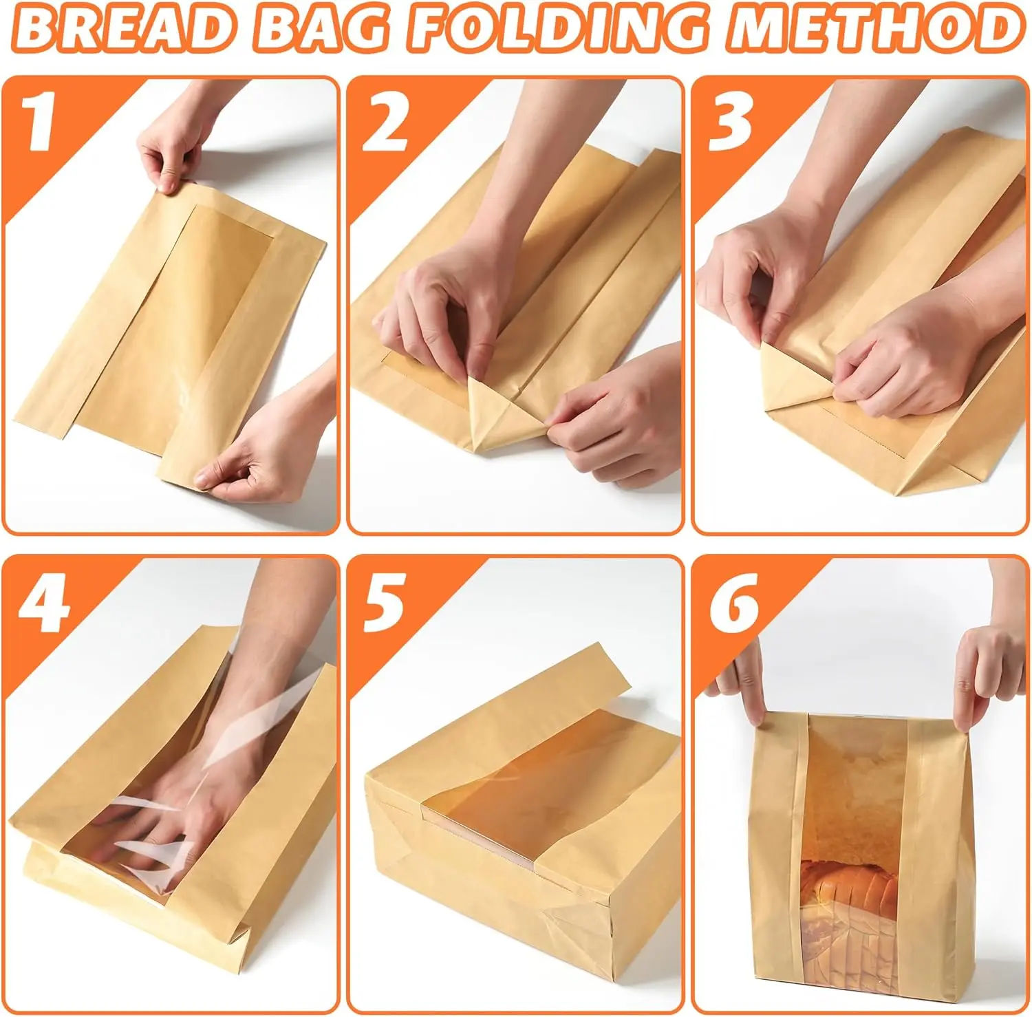 50 Pcs Bread Bags for Homemade Bread, Sourdough Paper With Window, 50% Thicker 13.7x8.2x3.7in A Large Bakery Bags Used for Stora