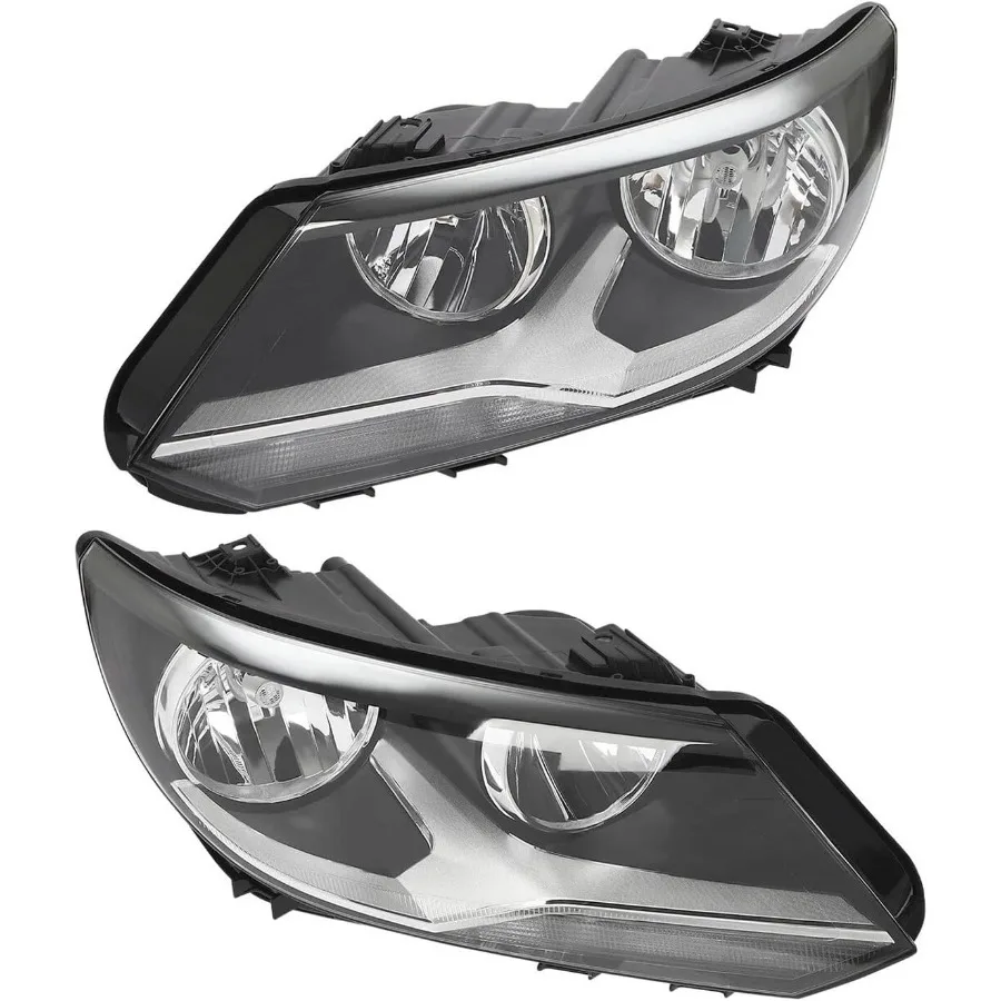 

Halogen Headlights Lamps for 2012-2017 Volkswagen Tiguan Waterproof L R Side Headlamp Assembly Chrome Crystal Clear Lens Direct