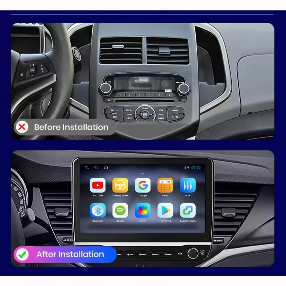 Android 14 2 Din Car Multimedia Player For Chevrolet Aveo 2011+ Head Unit Stereo GPS Navigation BT WIFI