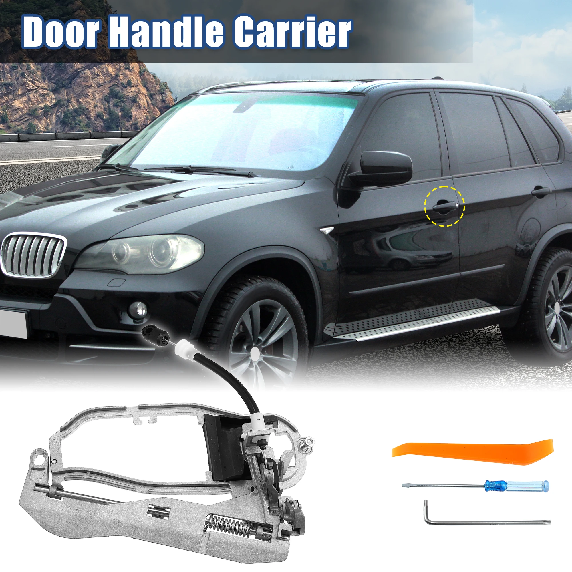 

Uxcell Outside Door Handle Carrier Front Left Right Driver Side for BMW X5 2000 2001 2002 2003-2006 51218243615 95316 Steel