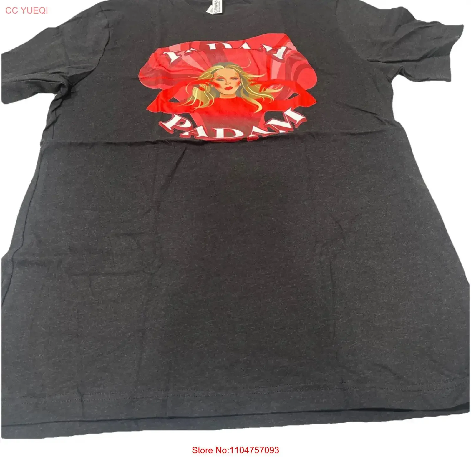 Camiseta Relajada para Mujer Swish Embassy PADAM, Color Negro Jaspeado L, Estilo Vintage Lavado, Ligeramente Cómoda, Ropa Casual Urbana