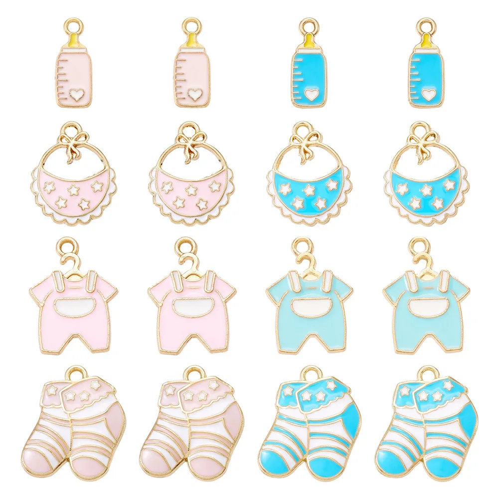 1 Set Baby Theme Alloy Enamel Charms Baby Clothes Bib Sock Pendants for DIY Necklace Earrings Jewelry Making Supplies Crafts