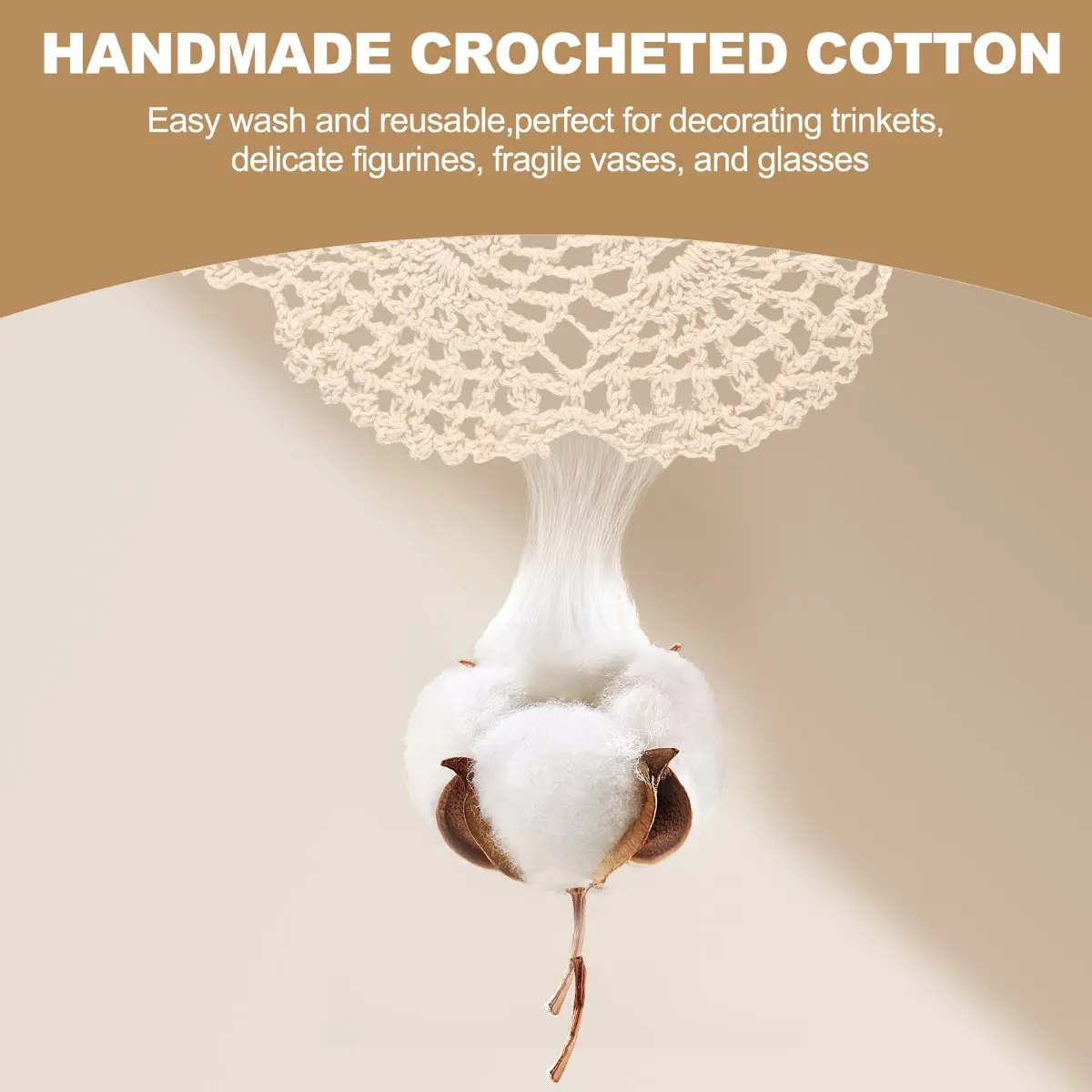 4Piece 7.8 Inch Doilies Crochet Round Lace Doily Handmade Placemats Cotton Crocheted Coasters (Beige)