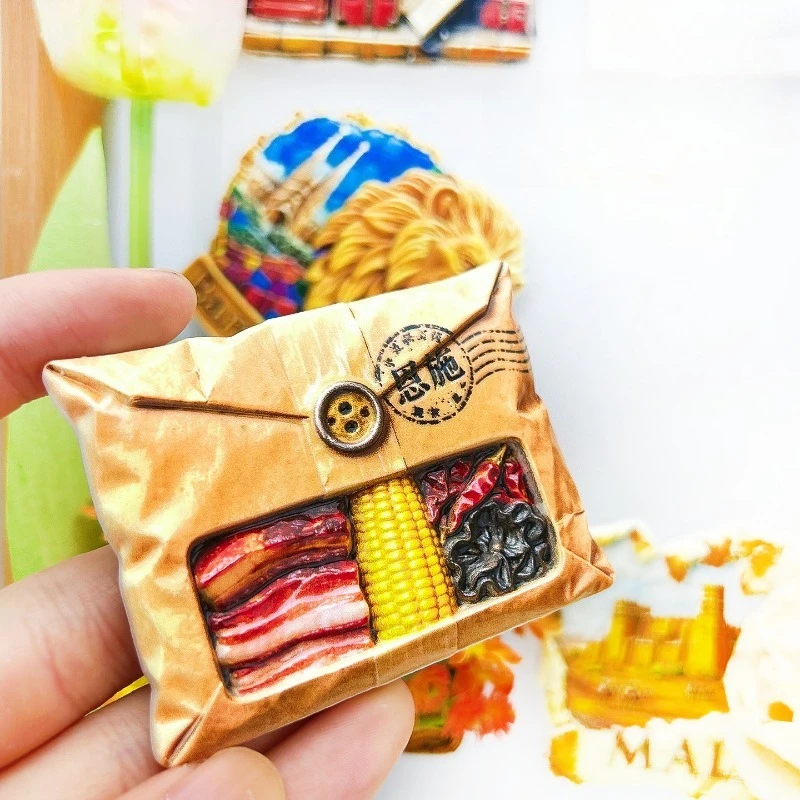Enshi China Fridge Magnet - Authentic 3D Cured Pork Souvenir Unique Tujia Gift for Travel & Rustic Kitchen Decor