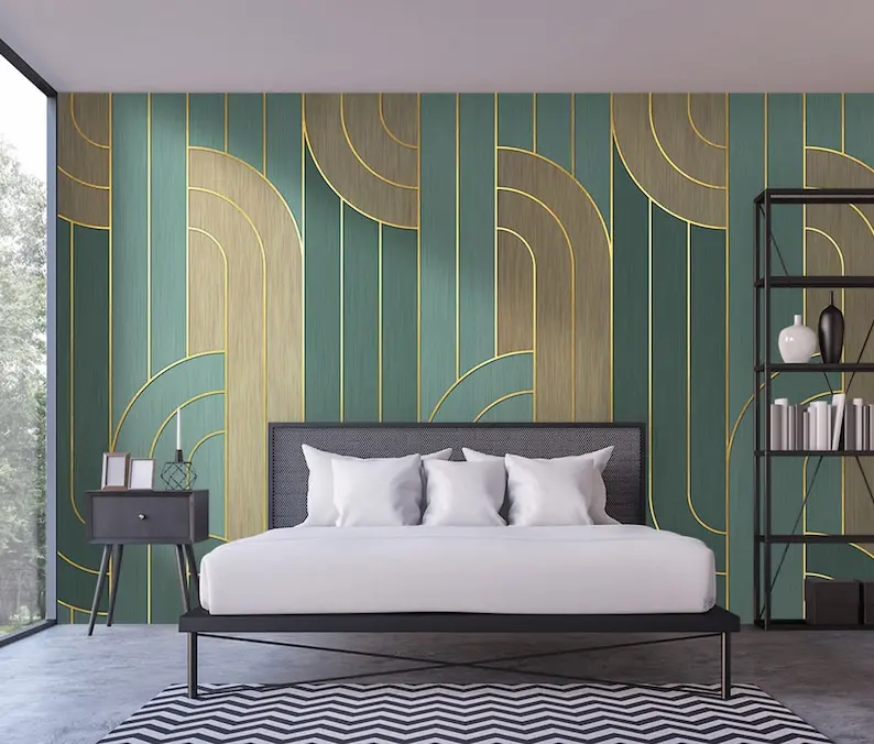 Art Deco Wallpaper Lines Abstract Modern Geometric Removable Self Adhesive Peel And Stick Wall Mural