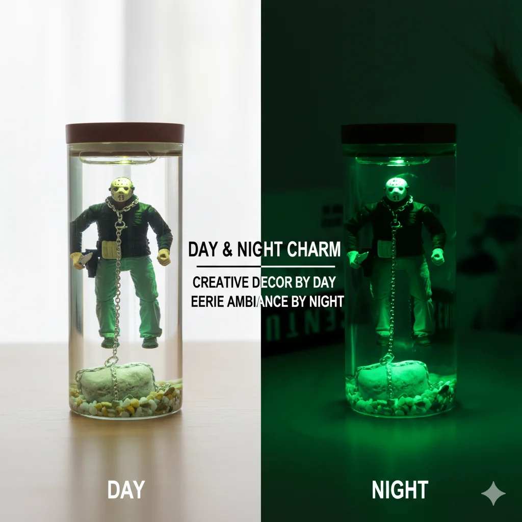 جديد سطح المكتب الحلي متوهجة تحت الماء الوحش مصباح جيسون فورهيس فيلم الرعب الراتنج الديكور أرقام هدية اكسسوارات المنزل