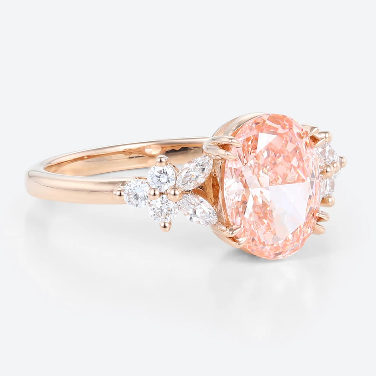IGI Certified Pink Oval Cut Lab Created Diamond Ring 9K/14K/18K Solid Gold Lab Diamond Engagement Ring Fine Jewelry For Women