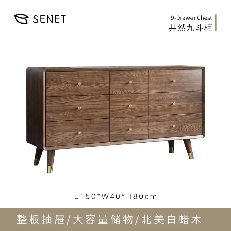 Camera da letto personalizzabile in legno massello, portaoggetti di lusso a led, mobili nordici, soggiorno, armadietto con cassetti a cinque secchi