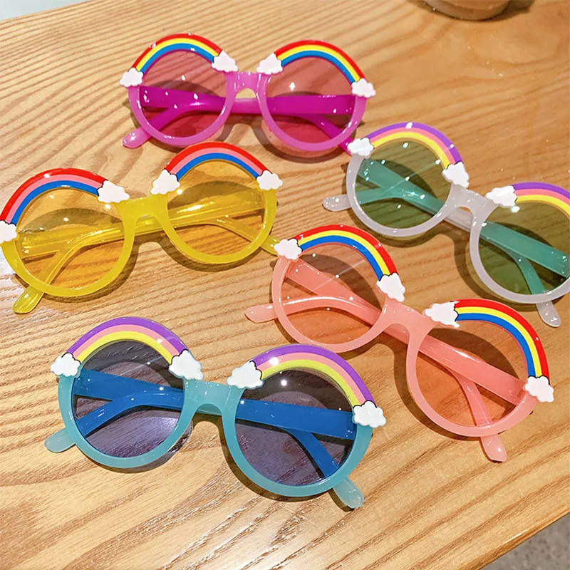 New Children Fashion Sunglasses Girls Decorate Rainbow Fashion Sun Glasses Cute Baby Outdoor Sunshade Eyewear UV400 Gafas De Sol